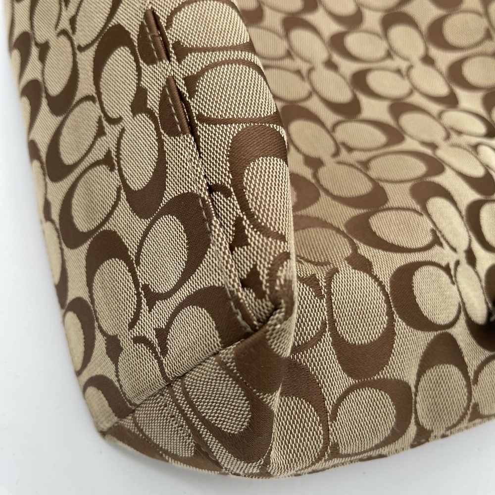 Coach Signature Brown and Teal Tote - Picture 7 of 17